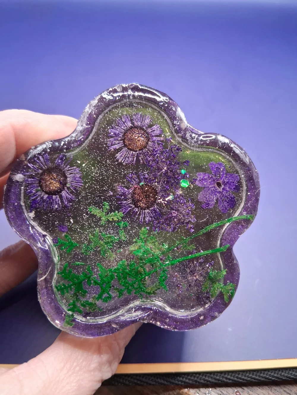 Purple and Green Flower Trinket Box